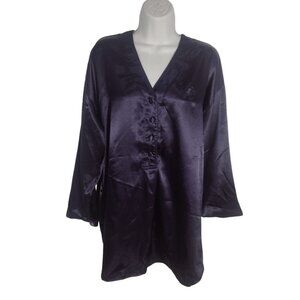 Victoria's Secret Gold Label Satin Popover Sleep Shirt Size S/M Purple Vintage